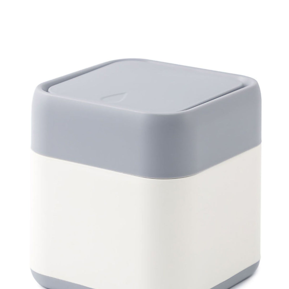 Desktop Trash Can Cute Drop Resistant Portable Tiny Desktop Garbage Bin with Detachable Lid for Car and Home Snap On [Grey Beige]