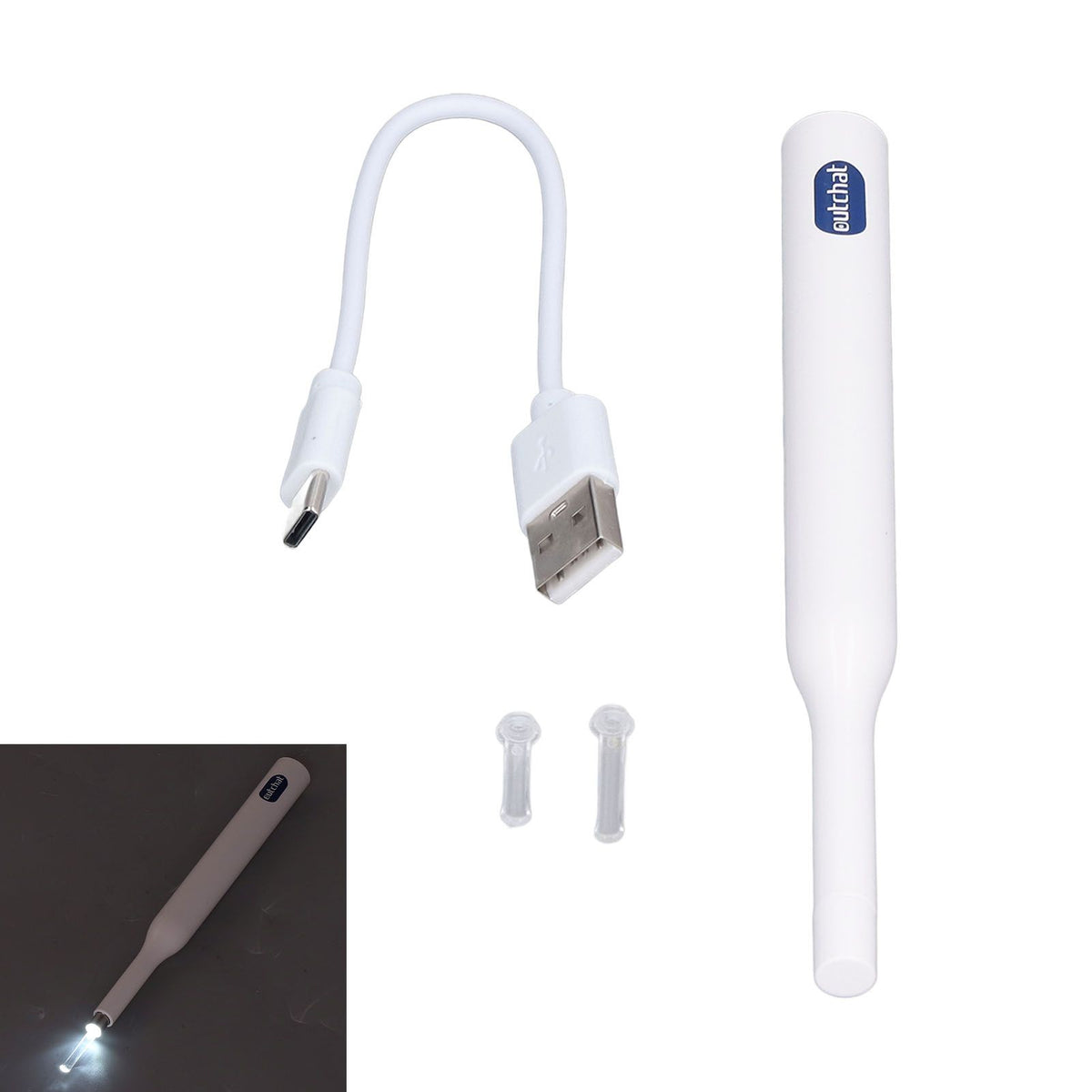 Wireless Otoscope 2.4Ghz Wireless 360 Degrees Wide Angle Lens 20fps CMOS Type C Charging Ear Scope for Home Hospital A