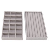 Jewelry Storage Box Various Grid Space Saving Flocked Cloth Jewelry Selection Display Storage Box for Girls - Top-Down View