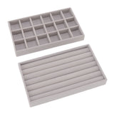 Jewelry Storage Box Various Grid Space Saving Flocked Cloth Jewelry Selection Display Storage Box for Girls - Rear View