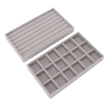 Jewelry Storage Box Various Grid Space Saving Flocked Cloth Jewelry Selection Display Storage Box for Girls - Close-Up Angle