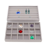 Jewelry Storage Box Various Grid Space Saving Flocked Cloth Jewelry Selection Display Storage Box for Girls