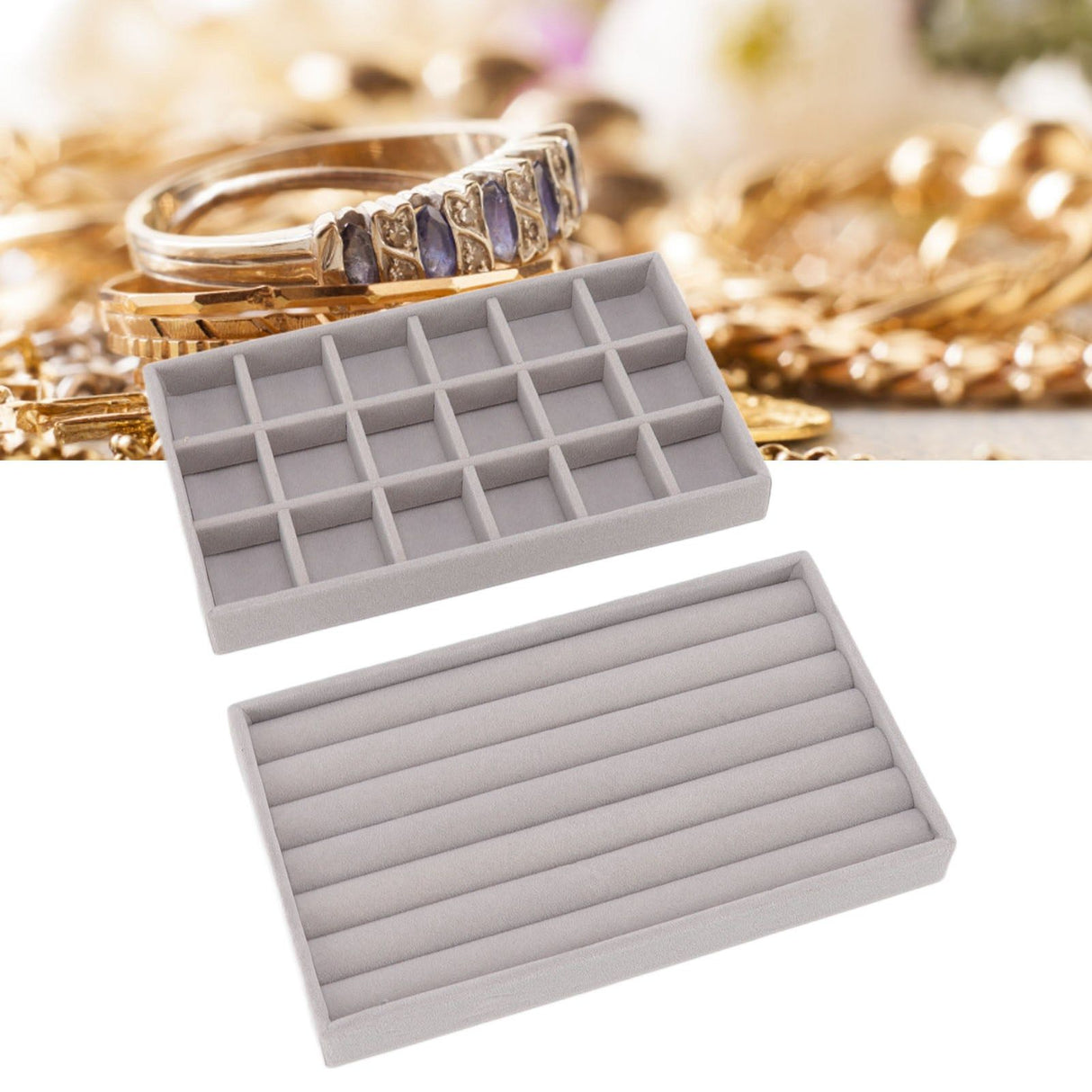Jewelry Storage Box Various Grid Space Saving Flocked Cloth Jewelry Selection Display Storage Box for Girls