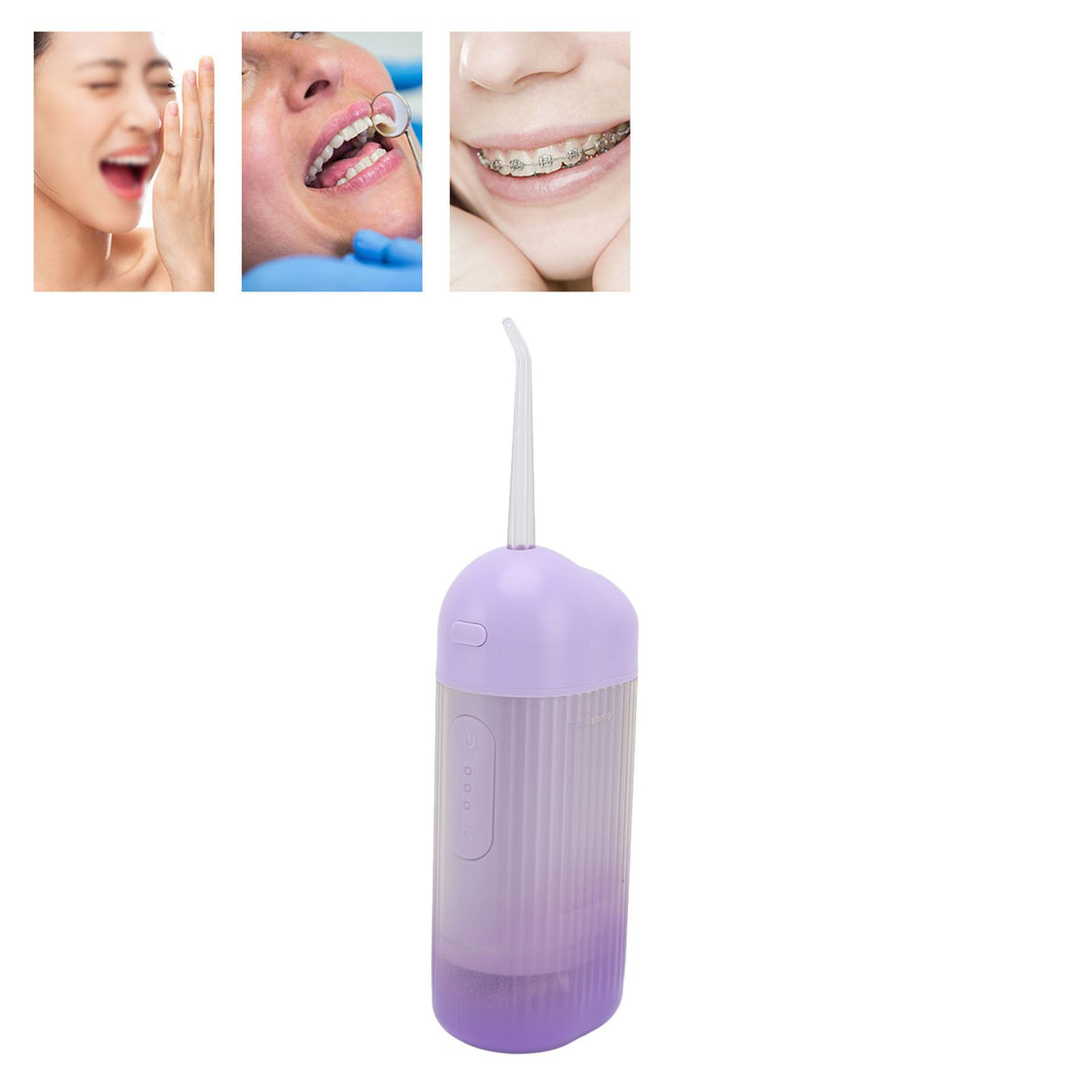 Electric Oral Irrigator 3 Modes High Frequency Pulse IPX7 Waterproof Portable Dental Oral Irrigator Teeth Cleaner Purple