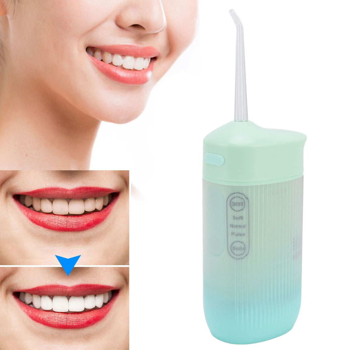Electric Oral Irrigator Portable Telescopic High Pressure Water Teeth Cleaner Picks Teeth Cleaning Remove Tartar Green