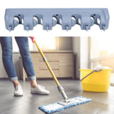 Mop Broom Holder Multifunctional Space Saving Broom Wall Mounted Rack for Kitchen Bathroom Garden Garage B
