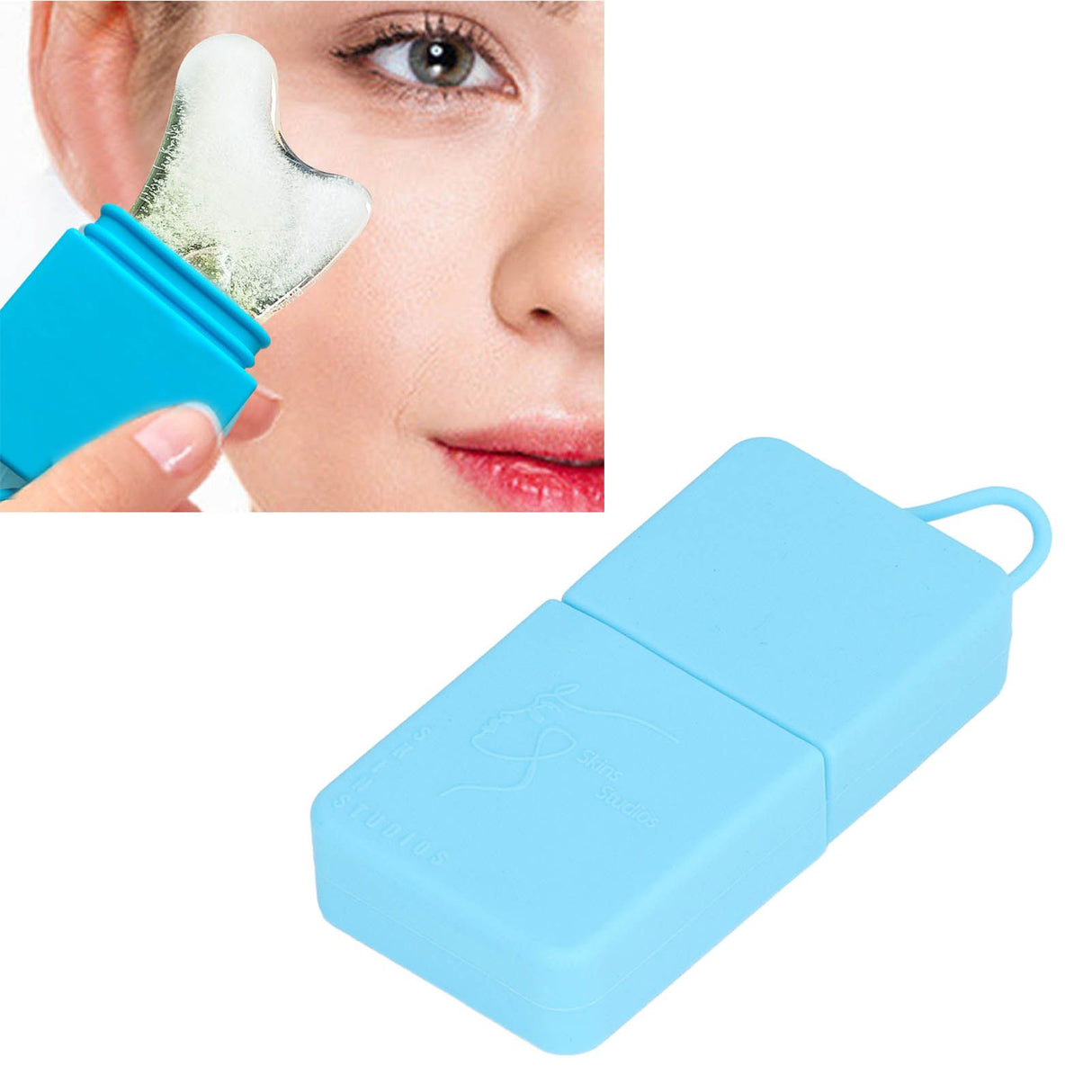 Ice Face Eye Roller Silicone Face Massage Ice Cube Roller Mold Skin Care Beauty Tool blue