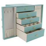 Jewelry Storage Box Leather Double Door Green European Style Storage Case for Necklace Earring Watch Bracelet