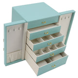 Jewelry Storage Box Leather Double Door Green European Style Storage Case for Necklace Earring Watch Bracelet