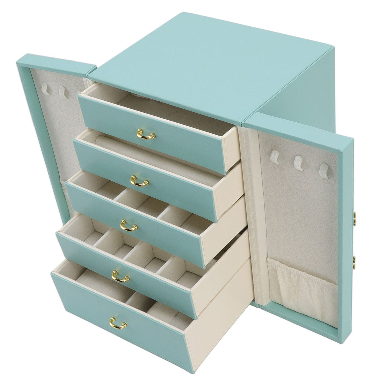 Jewelry Storage Box Leather Double Door Green European Style Storage Case for Necklace Earring Watch Bracelet
