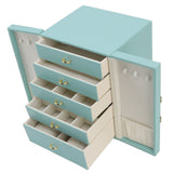 Jewelry Storage Box Leather Double Door Green European Style Storage Case for Necklace Earring Watch Bracelet
