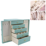 Jewelry Storage Box Leather Double Door Green European Style Storage Case for Necklace Earring Watch Bracelet