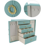 Jewelry Storage Box Leather Double Door Green European Style Storage Case for Necklace Earring Watch Bracelet - Extra Image