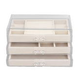 Acrylic Jewelry Organizer Clear Acrylic Beige Drawer Desk Storage Jewelry Box for Stud Earrings Necklace Jewelry