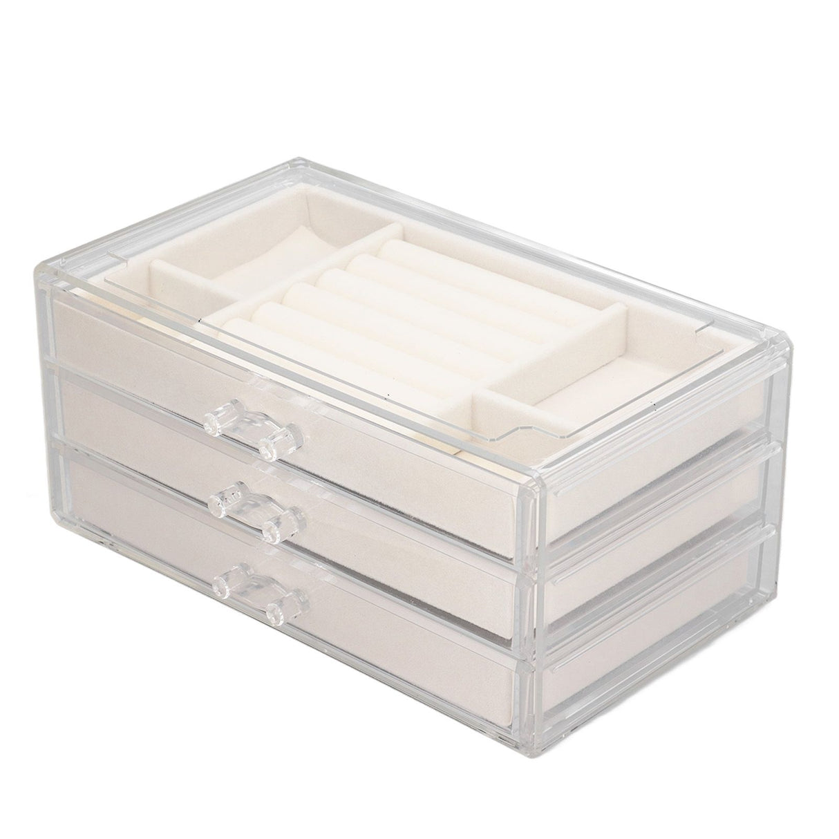 Acrylic Jewelry Organizer Clear Acrylic Beige Drawer Desk Storage Jewelry Box for Stud Earrings Necklace Jewelry