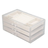 Acrylic Jewelry Organizer Clear Acrylic Beige Drawer Desk Storage Jewelry Box for Stud Earrings Necklace Jewelry - 45-Degree Angle