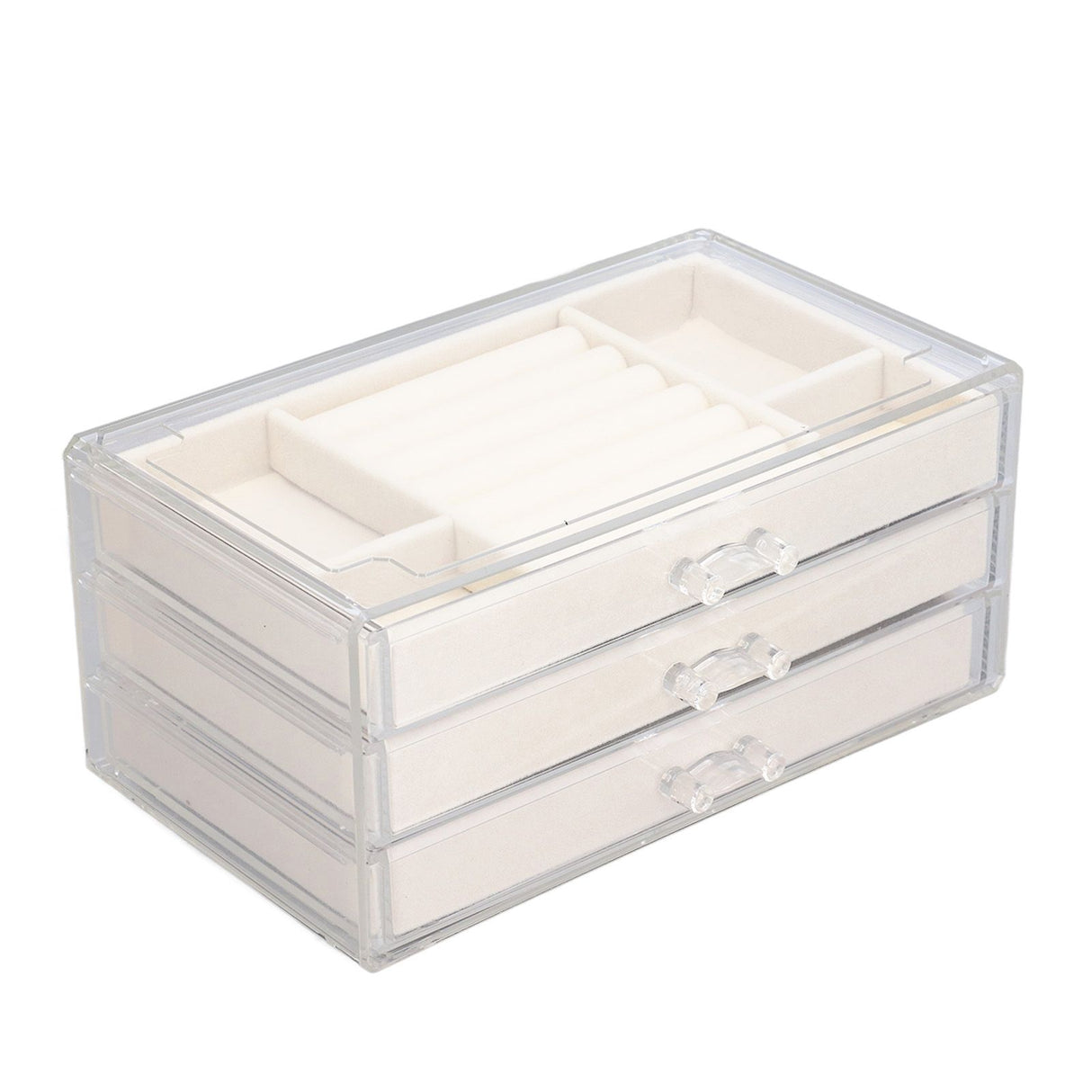 Acrylic Jewelry Organizer Clear Acrylic Beige Drawer Desk Storage Jewelry Box for Stud Earrings Necklace Jewelry