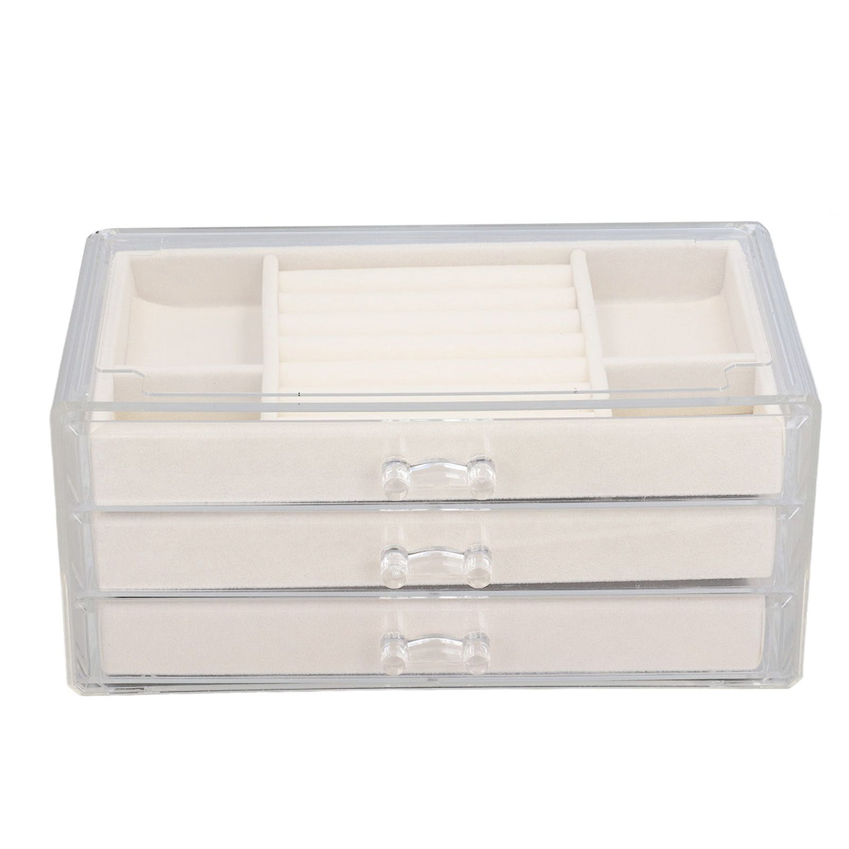 Acrylic Jewelry Organizer Clear Acrylic Beige Drawer Desk Storage Jewelry Box for Stud Earrings Necklace Jewelry