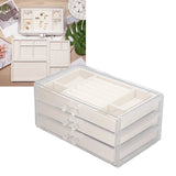 Acrylic Jewelry Organizer Clear Acrylic Beige Drawer Desk Storage Jewelry Box for Stud Earrings Necklace Jewelry