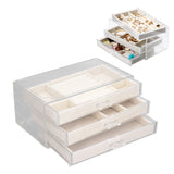 Acrylic Jewelry Organizer Clear Acrylic Beige Drawer Desk Storage Jewelry Box for Stud Earrings Necklace Jewelry