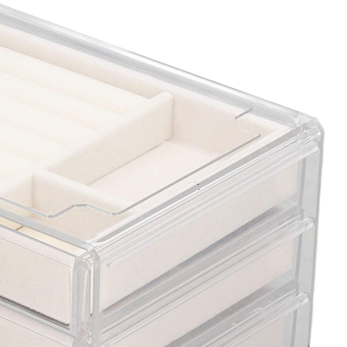 Acrylic Jewelry Organizer Clear Acrylic Beige Drawer Desk Storage Jewelry Box for Stud Earrings Necklace Jewelry