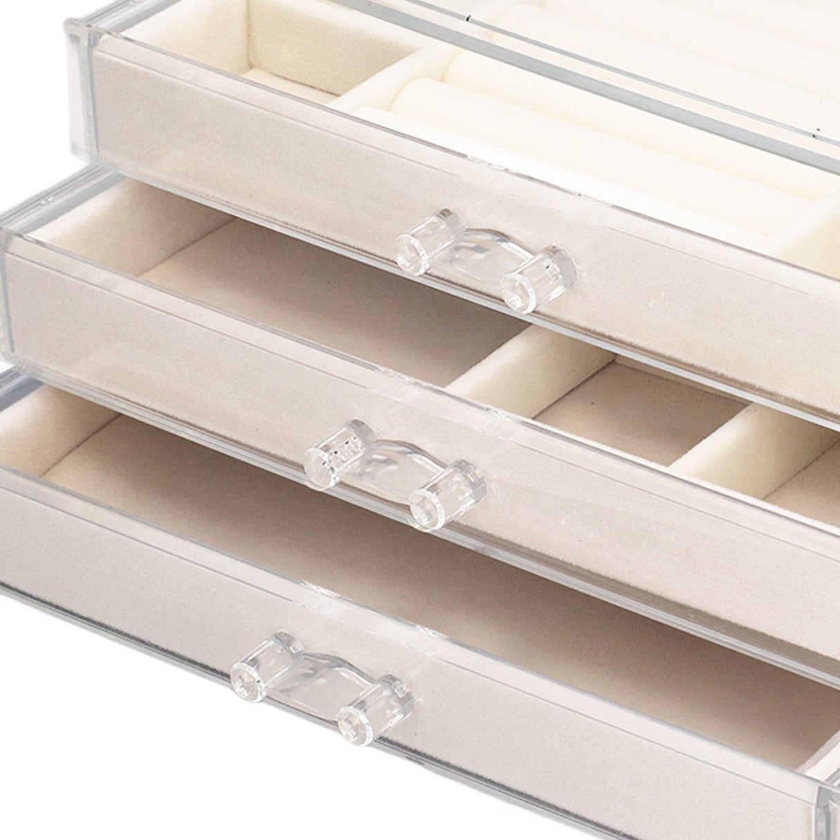 Acrylic Jewelry Organizer Clear Acrylic Beige Drawer Desk Storage Jewelry Box for Stud Earrings Necklace Jewelry