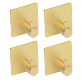 4pcs Towel Hook Aluminum Rustproof Waterproof Heavy Duty Adhesive Wall Hook for Hanging Coat Hat Towel Robe Golden - Top-Down View