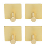4pcs Towel Hook Aluminum Rustproof Waterproof Heavy Duty Adhesive Wall Hook for Hanging Coat Hat Towel Robe Golden