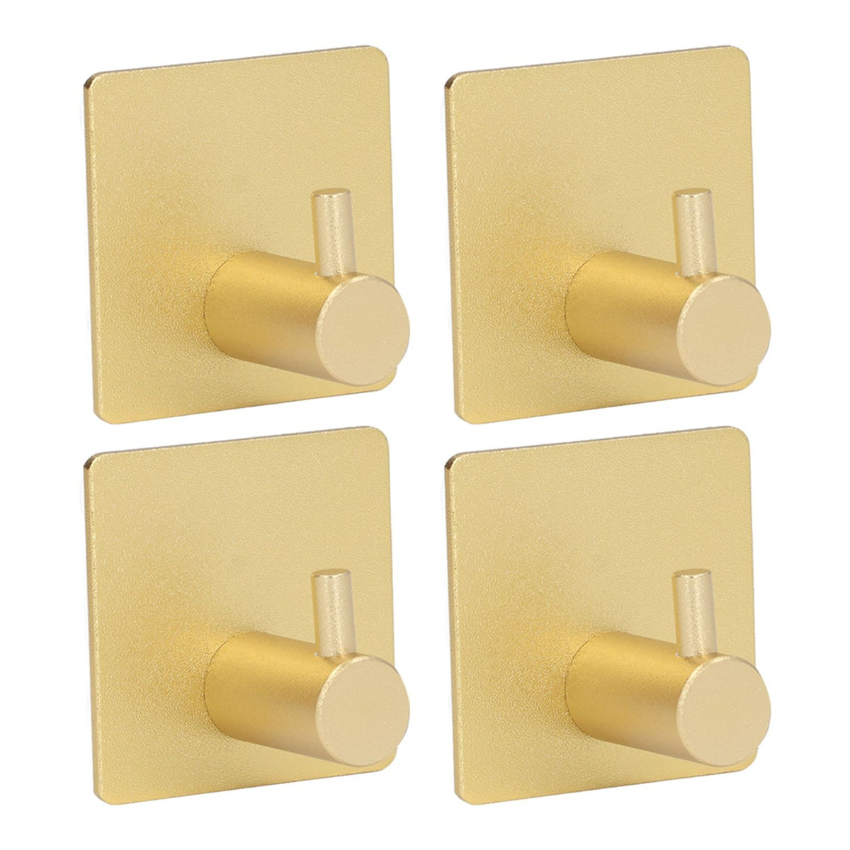 4pcs Towel Hook Aluminum Rustproof Waterproof Heavy Duty Adhesive Wall Hook for Hanging Coat Hat Towel Robe Golden