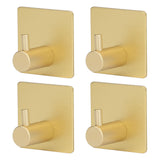 4pcs Towel Hook Aluminum Rustproof Waterproof Heavy Duty Adhesive Wall Hook for Hanging Coat Hat Towel Robe Golden
