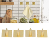 4pcs Towel Hook Aluminum Rustproof Waterproof Heavy Duty Adhesive Wall Hook for Hanging Coat Hat Towel Robe Golden