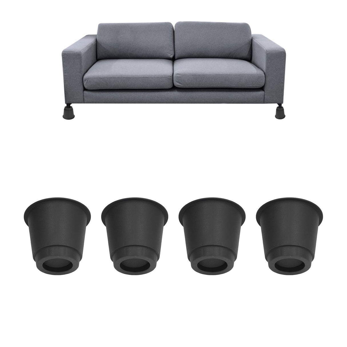 4 Pcs Plastic Furniture Risers 5 Inch Heavy Duty Stackable Circle Bed Lifter for Bed Chair Table Sofa Black