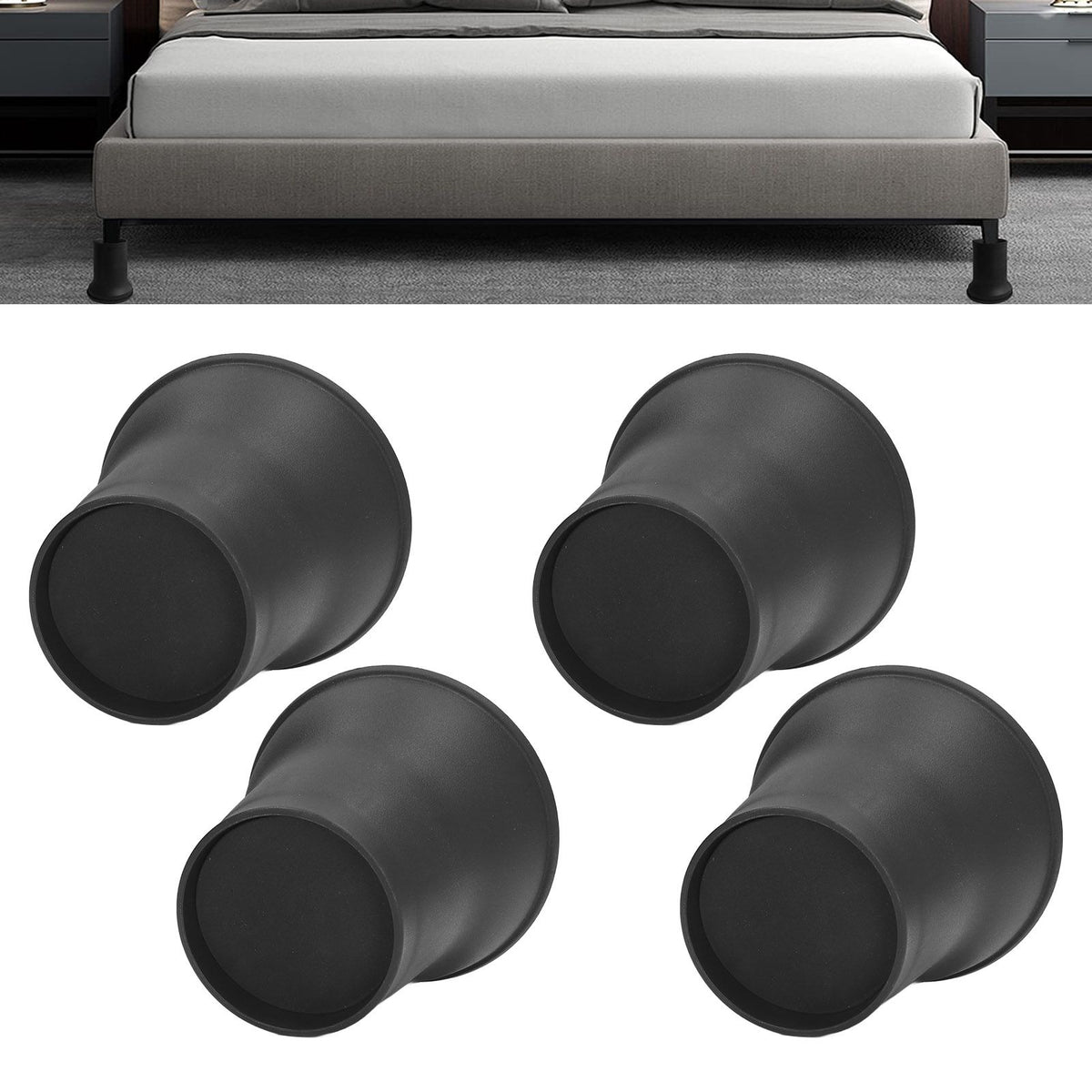 4pcs Furniture Risers 6 Inches Horn Shaped Black Plastic Heavy Duty Riser for Bed Sofa