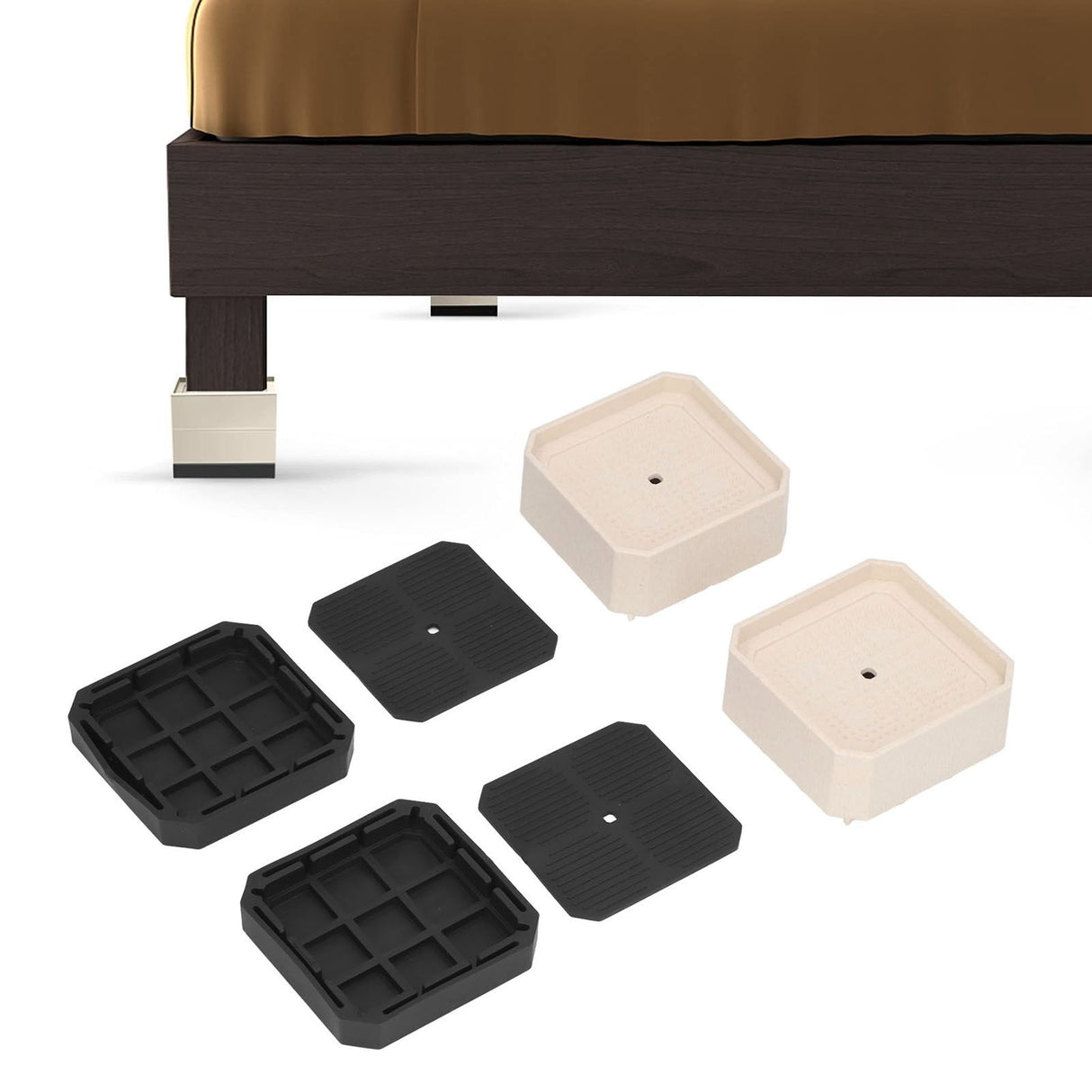 8 Set Full Covered Bed Risers Shockproof Stackable Furniture Risers for Refrigerator Washing Machine Base Tables Chairs