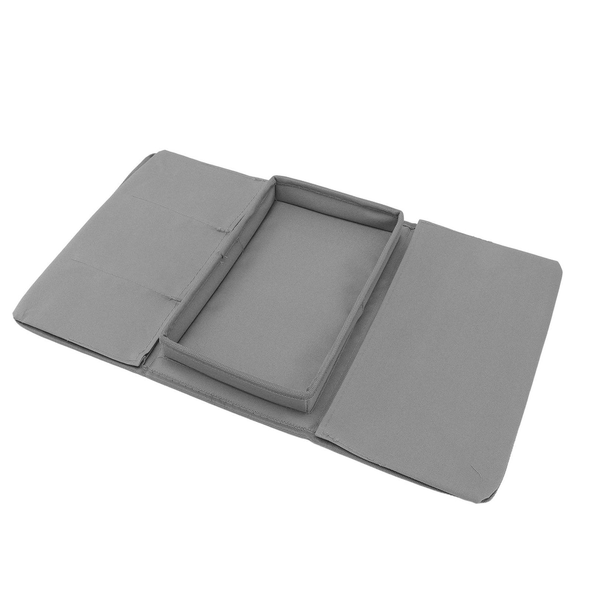 Sofa Tray Folding Arm Storage Holder Table 600D Oxford Cloth Side Pockets for Couch Grey