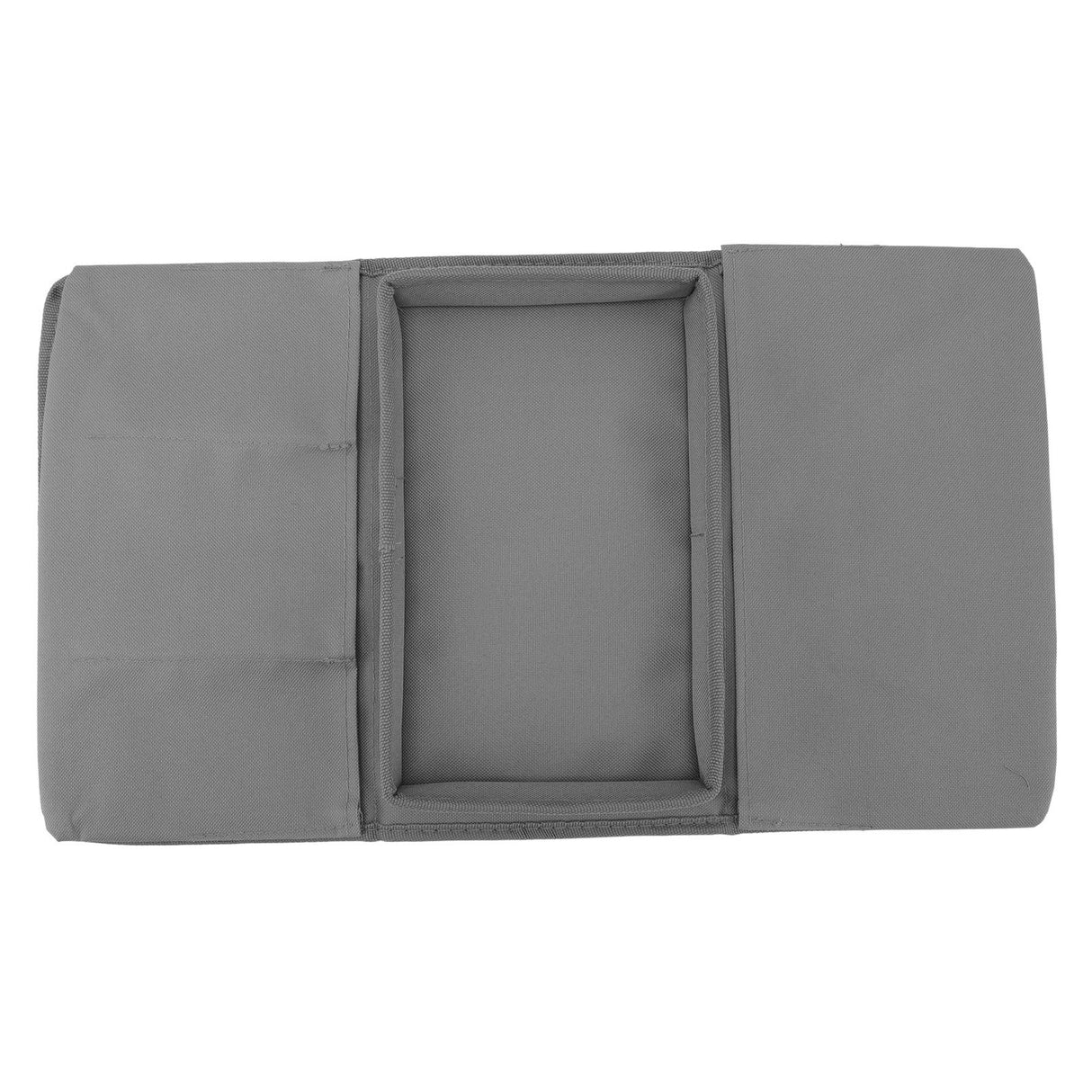 Sofa Tray Folding Arm Storage Holder Table 600D Oxford Cloth Side Pockets for Couch Grey