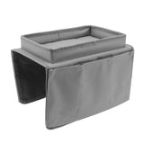 Sofa Tray Folding Arm Storage Holder Table 600D Oxford Cloth Side Pockets for Couch Grey - 45-Degree Angle