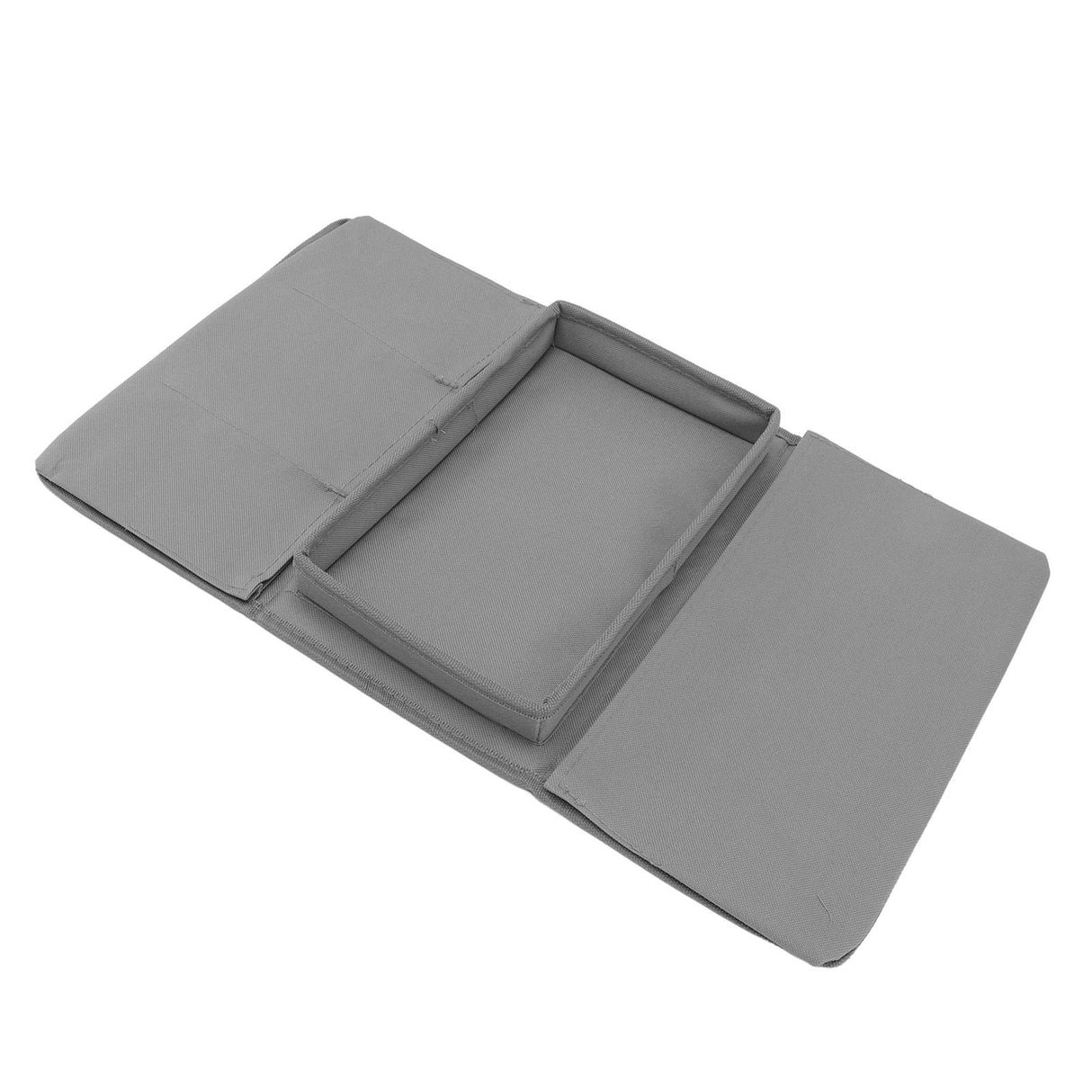 Sofa Tray Folding Arm Storage Holder Table 600D Oxford Cloth Side Pockets for Couch Grey