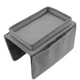 Sofa Tray Folding Arm Storage Holder Table 600D Oxford Cloth Side Pockets for Couch Grey - Extra Image