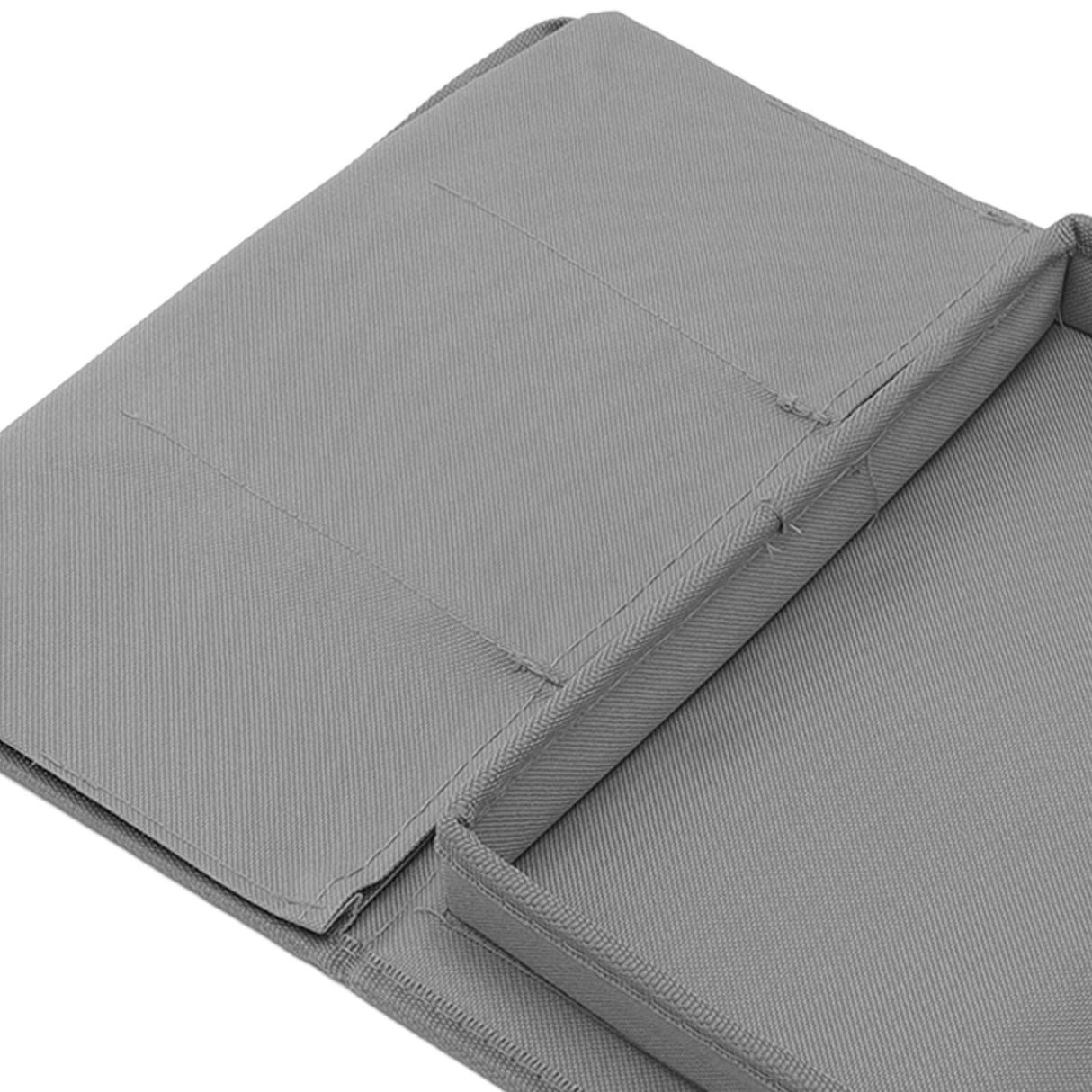 Sofa Tray Folding Arm Storage Holder Table 600D Oxford Cloth Side Pockets for Couch Grey