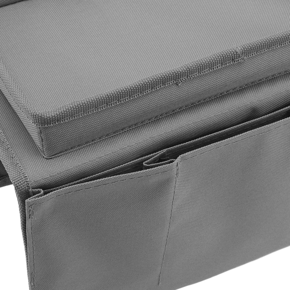 Sofa Tray Folding Arm Storage Holder Table 600D Oxford Cloth Side Pockets for Couch Grey