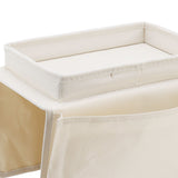 Sofa Tray Folding Arm Storage Holder Table 600D Oxford Cloth Side Pockets for Couch Beige
