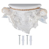 Resin Angel Wall Shelf European Exquisite Beautiful Decoration Rack for Bedroom Living Room Kitchen Pure White Gold