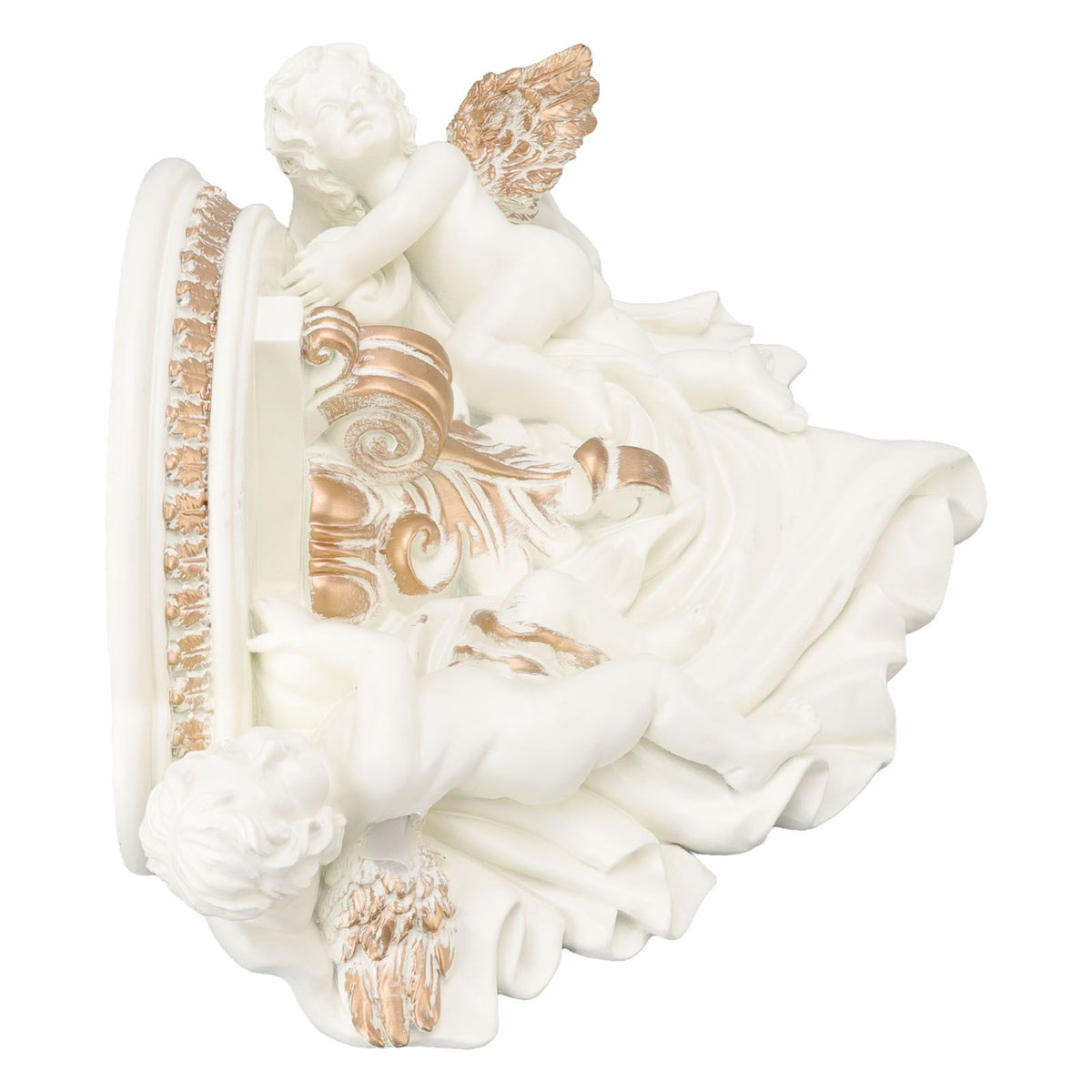 Resin Angel Wall Shelf European Exquisite Beautiful Decoration Rack for Bedroom Living Room Kitchen Beige Gold