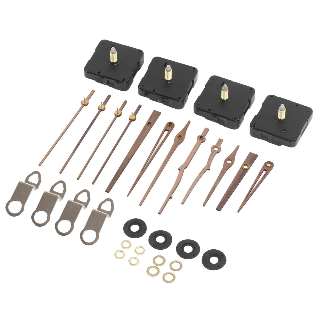 Clock Repairing Replacement Kit with Walnut Wood Hands and Quartz Movement Parts for Watch DIY