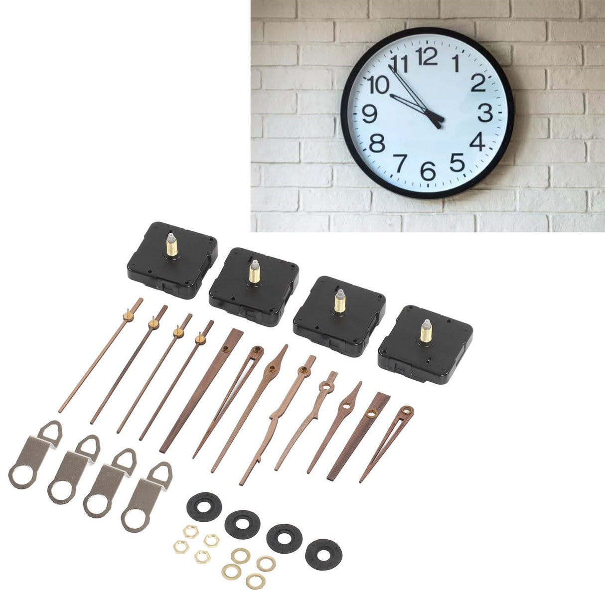 Clock Repairing Replacement Kit with Walnut Wood Hands and Quartz Movement Parts for Watch DIY