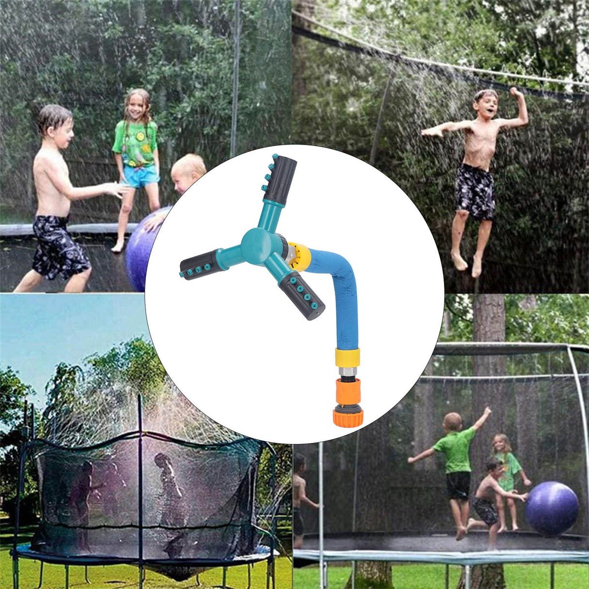 Trampoline Sprinkler Auto Rotate Children Outdoors Plastic Whirling Sprinkler for Summer Gardening Large