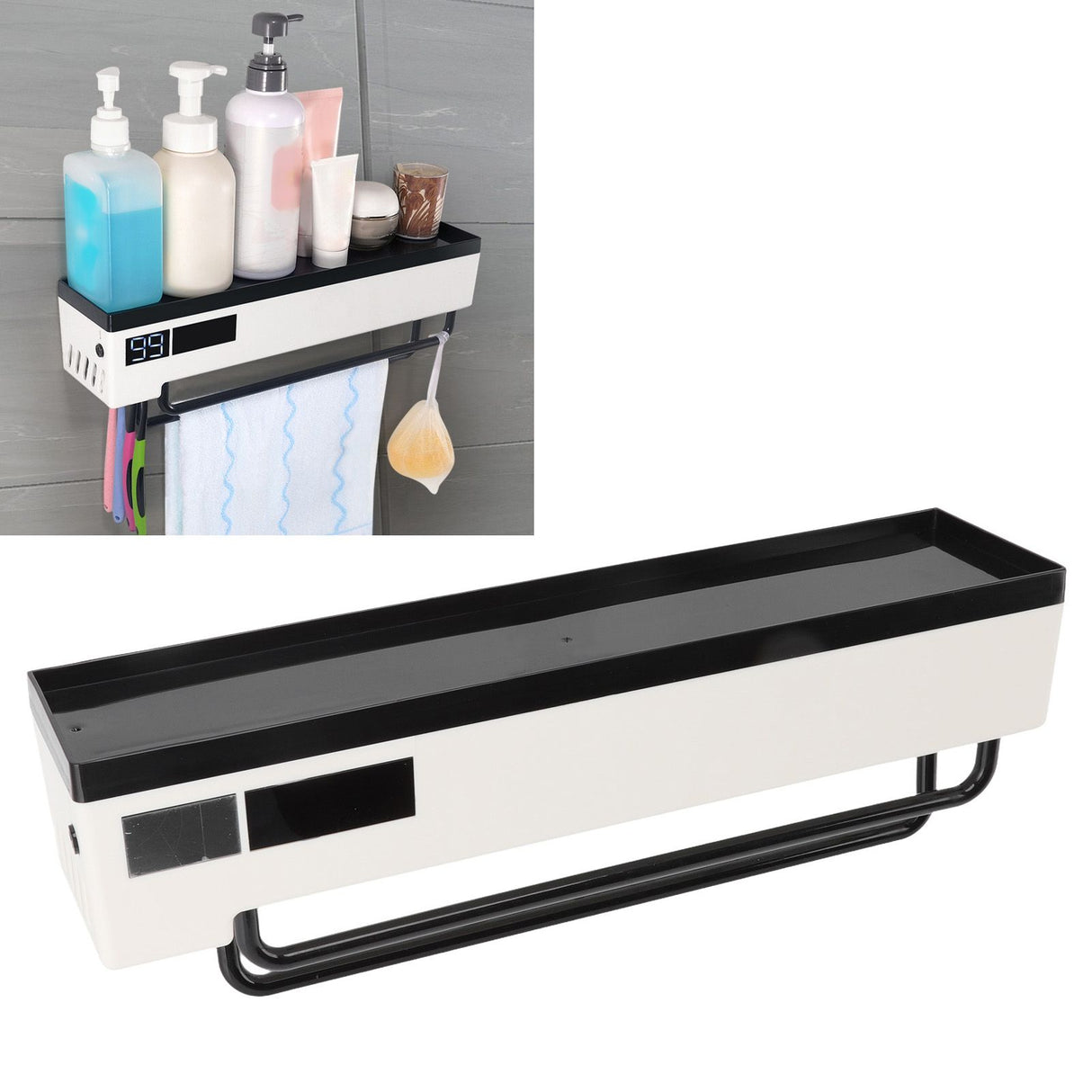 Toothbrush Holder UVC Disinfection 2 in 1 Solar Charging Digital Display Wall Mounted Automatic Toothbrush Sterilizer