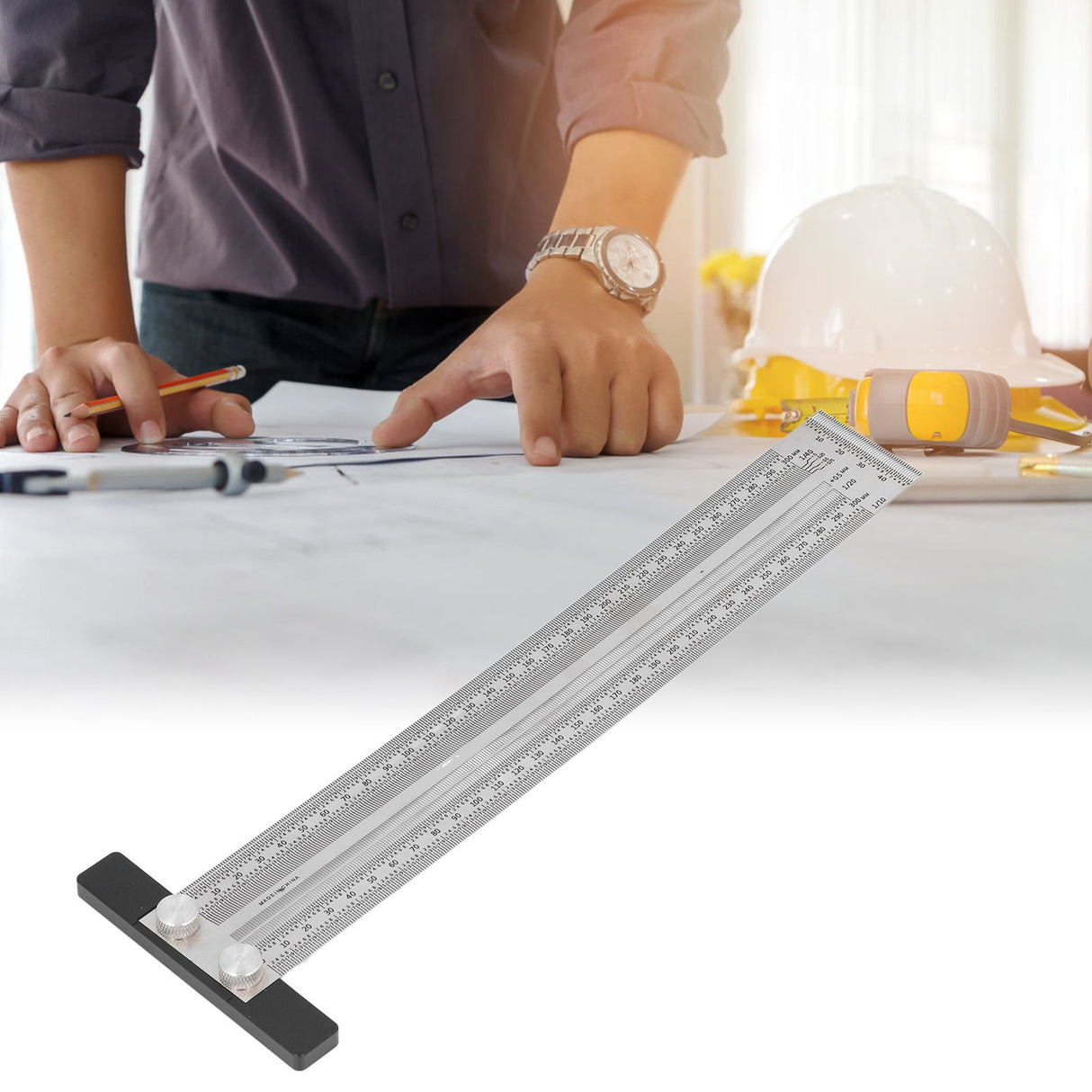 Woodworking Marking T Rulers Positioning Scribing Ruler Gauge Carpenter Measuring Mark Ruler 300mm