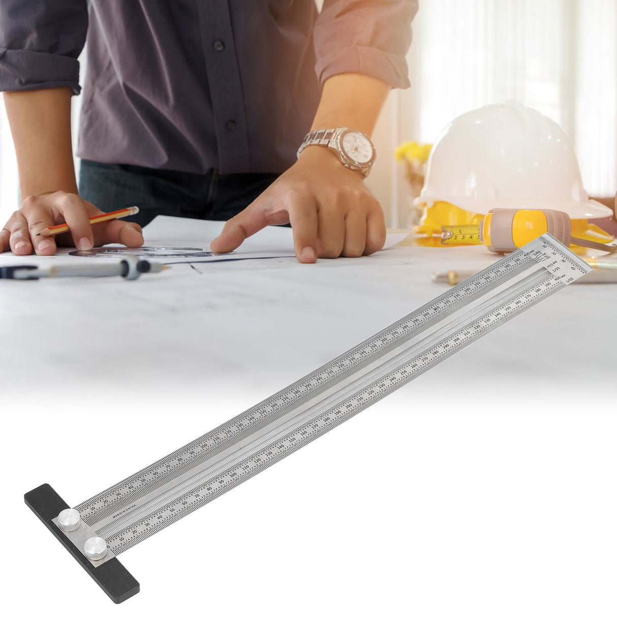 Woodworking Marking T Rulers Positioning Scribing Ruler Gauge Carpenter Measuring Mark Ruler 400mm